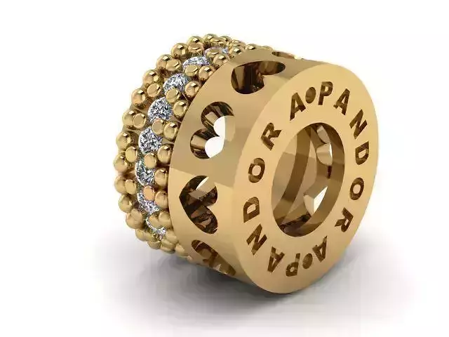 opposing hearts with stone charm ball  3D print model
