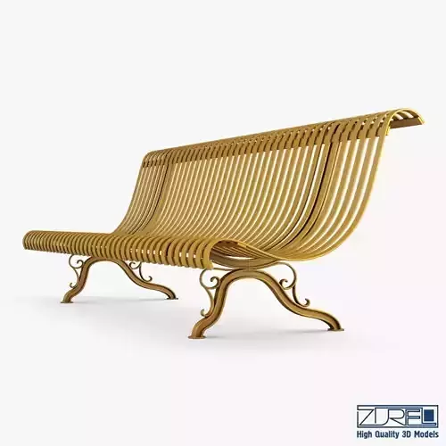 Bench v 1 golden metal 3D model