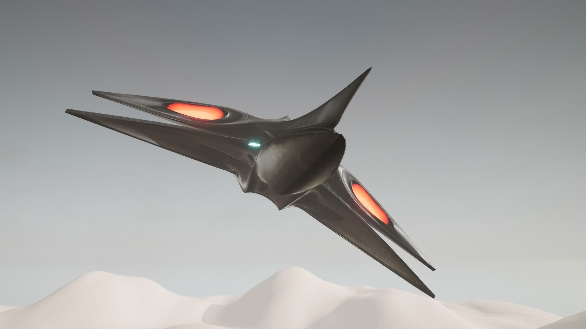 Spacecraft - PBR Game-Ready futuristic jet flying in sky Low-poly 3D model_27