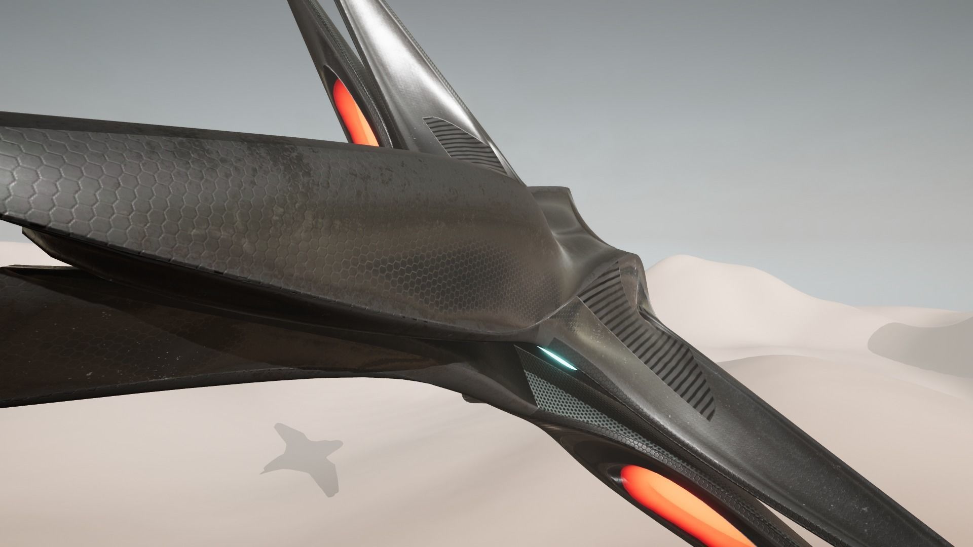Spacecraft - PBR Game-Ready futuristic jet flying in sky Low-poly 3D model_25