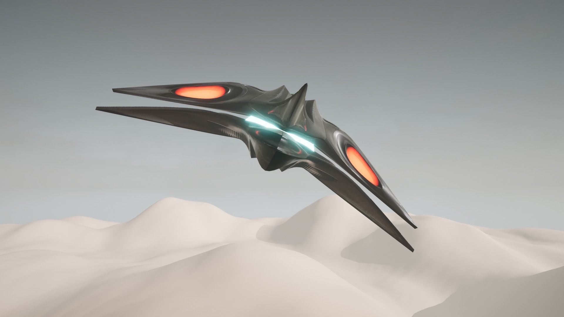 Spacecraft - PBR Game-Ready futuristic jet flying in sky Low-poly 3D model_16