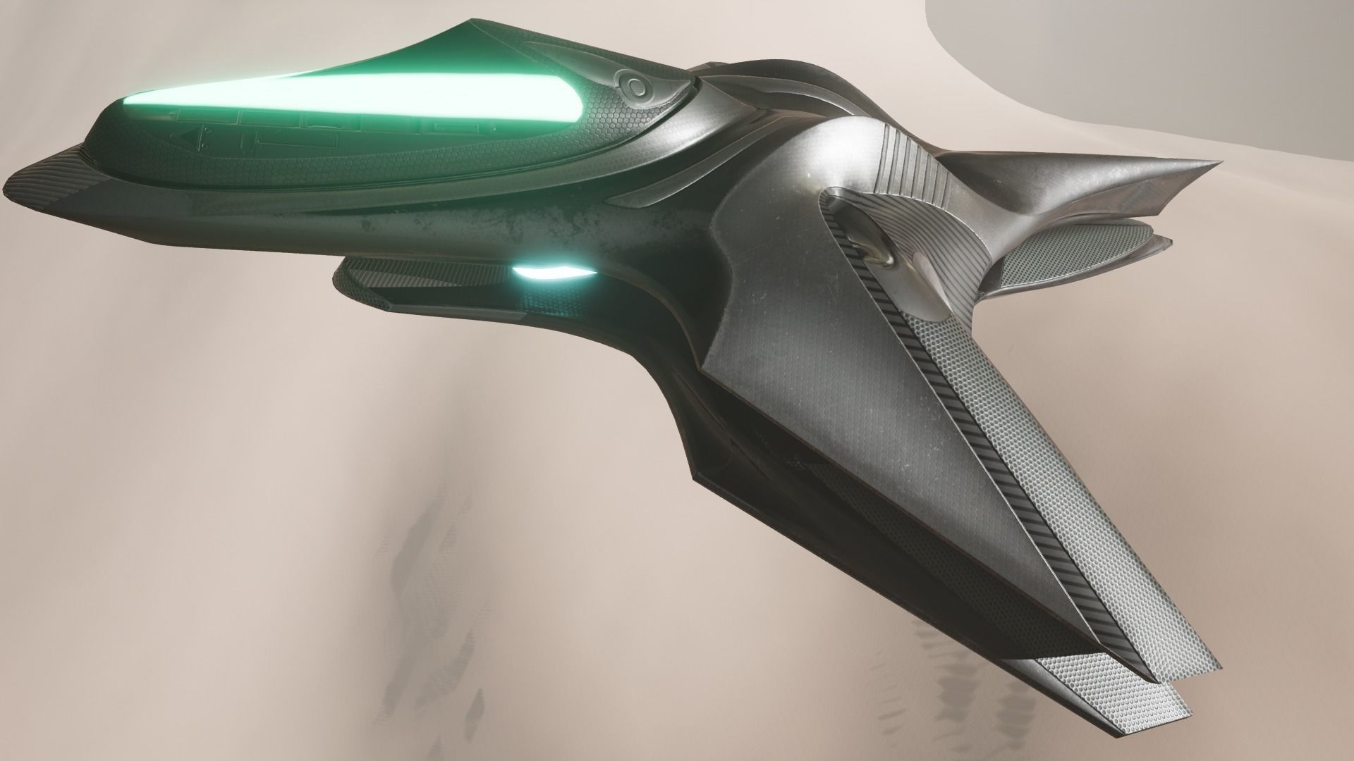 Spacecraft - PBR Game-Ready futuristic jet flying in sky Low-poly 3D model_23
