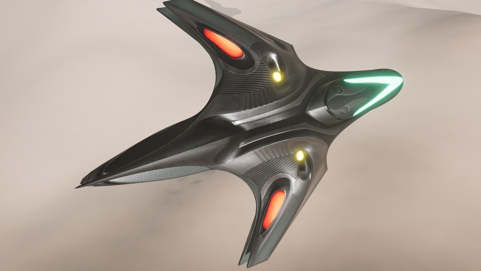 Spacecraft - PBR Game-Ready futuristic jet flying in sky Low-poly 3D model_6