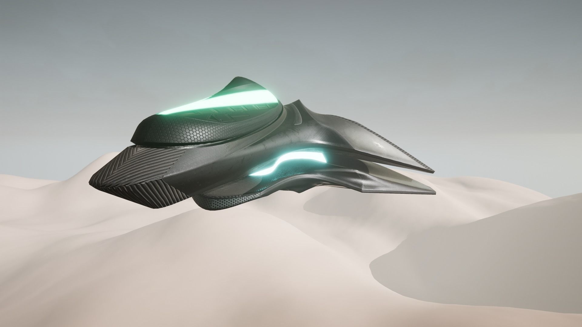 Spacecraft - PBR Game-Ready futuristic jet flying in sky Low-poly 3D model_19