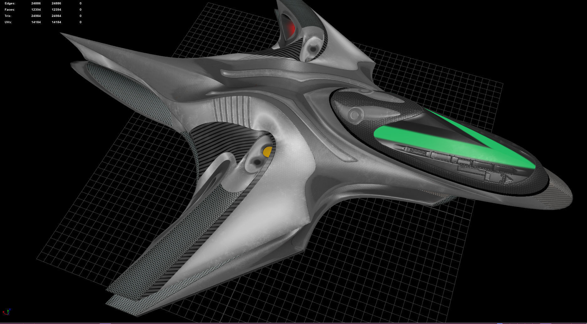 Spacecraft - PBR Game-Ready futuristic jet flying in sky Low-poly 3D model_10