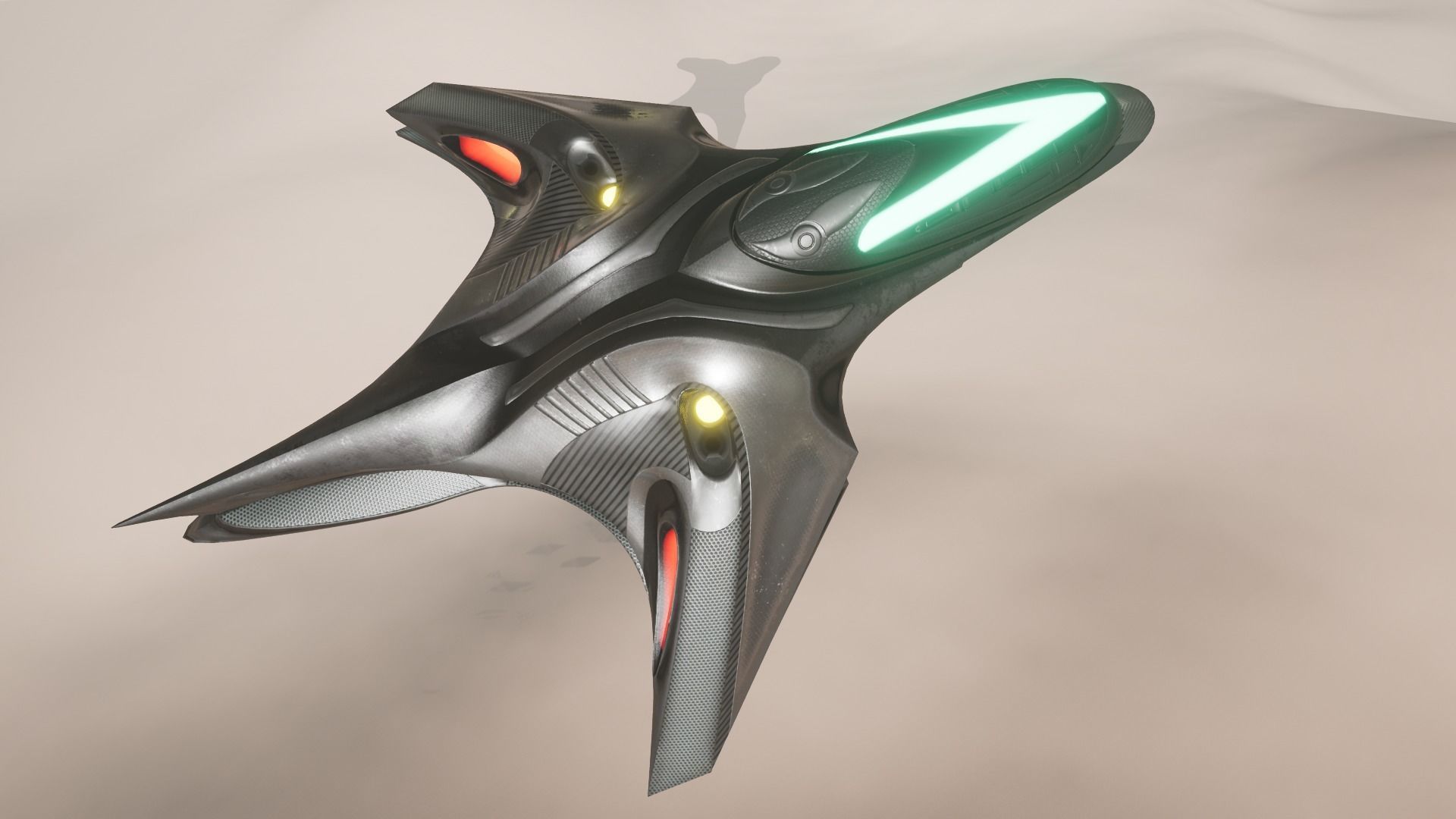 Spacecraft - PBR Game-Ready futuristic jet flying in sky Low-poly 3D model_28