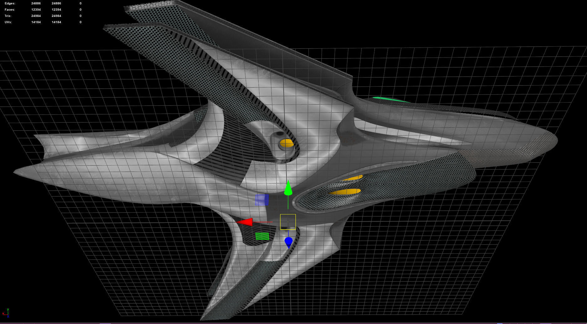 Spacecraft - PBR Game-Ready futuristic jet flying in sky Low-poly 3D model_3