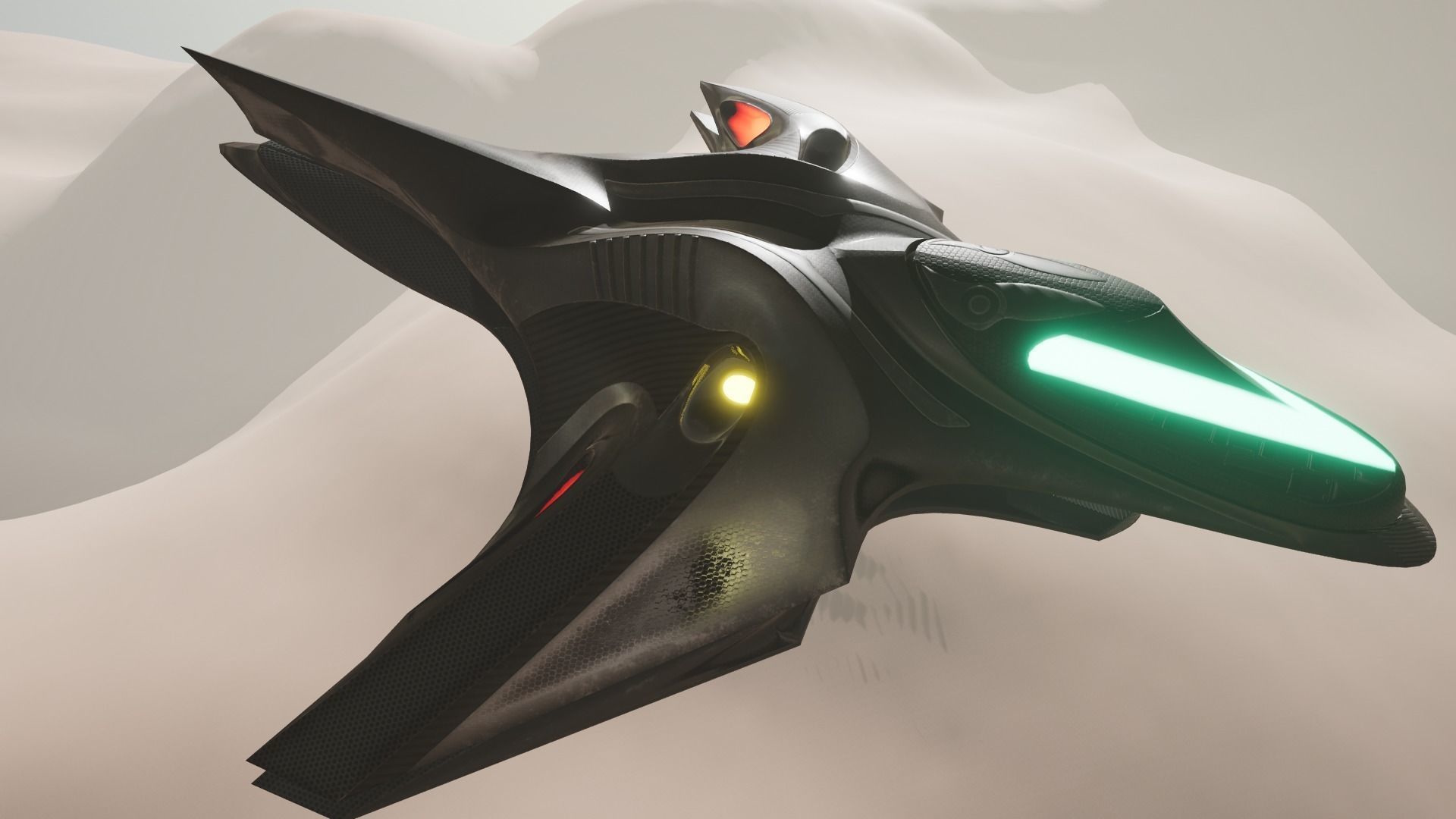 Spacecraft - PBR Game-Ready futuristic jet flying in sky Low-poly 3D model_20
