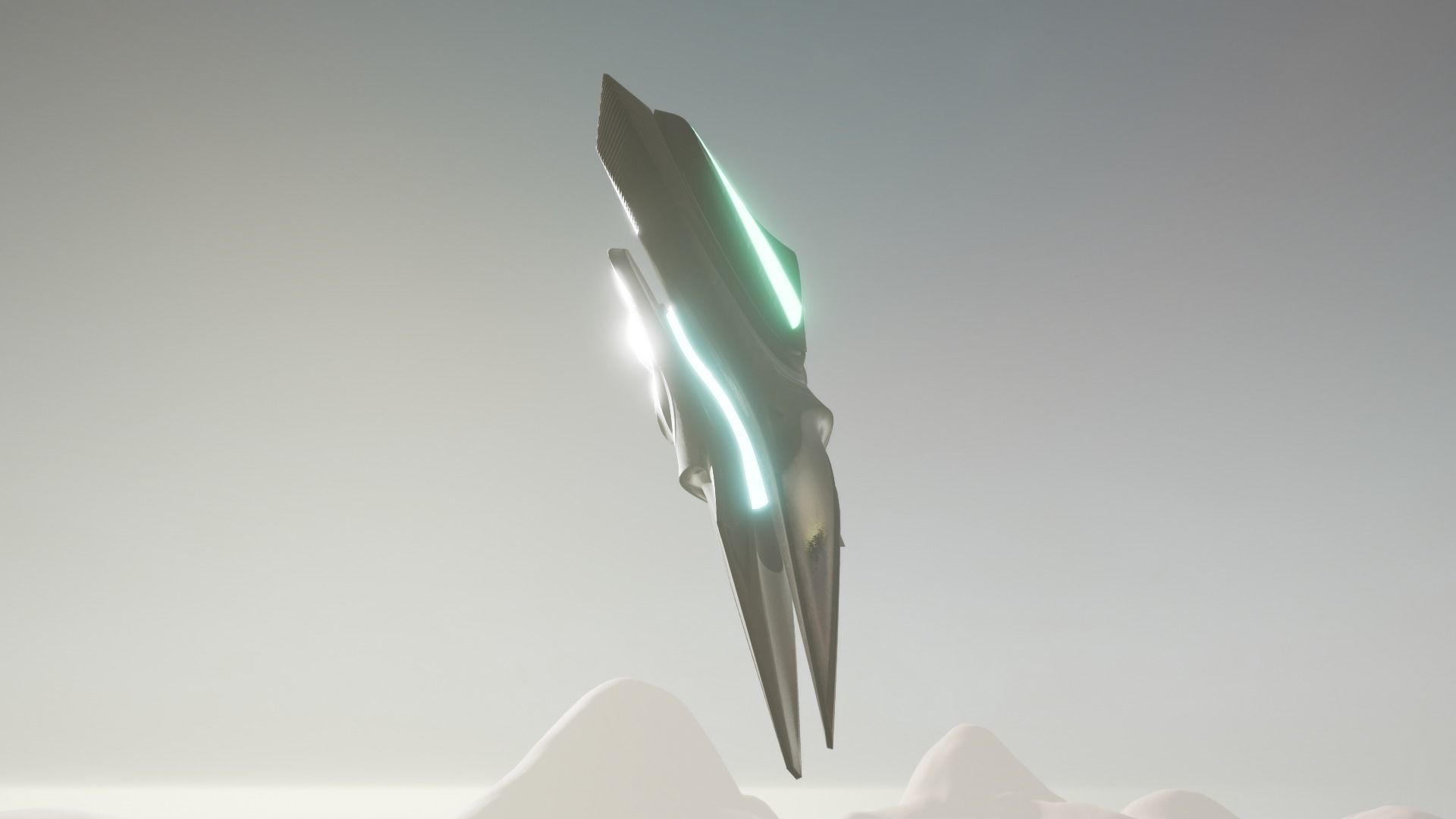Spacecraft - PBR Game-Ready futuristic jet flying in sky Low-poly 3D model_17