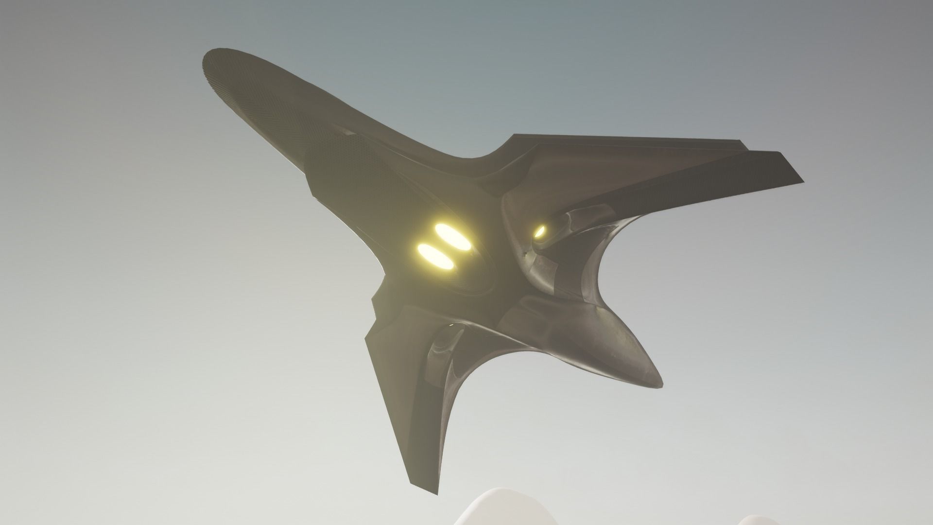 Spacecraft - PBR Game-Ready futuristic jet flying in sky Low-poly 3D model_7