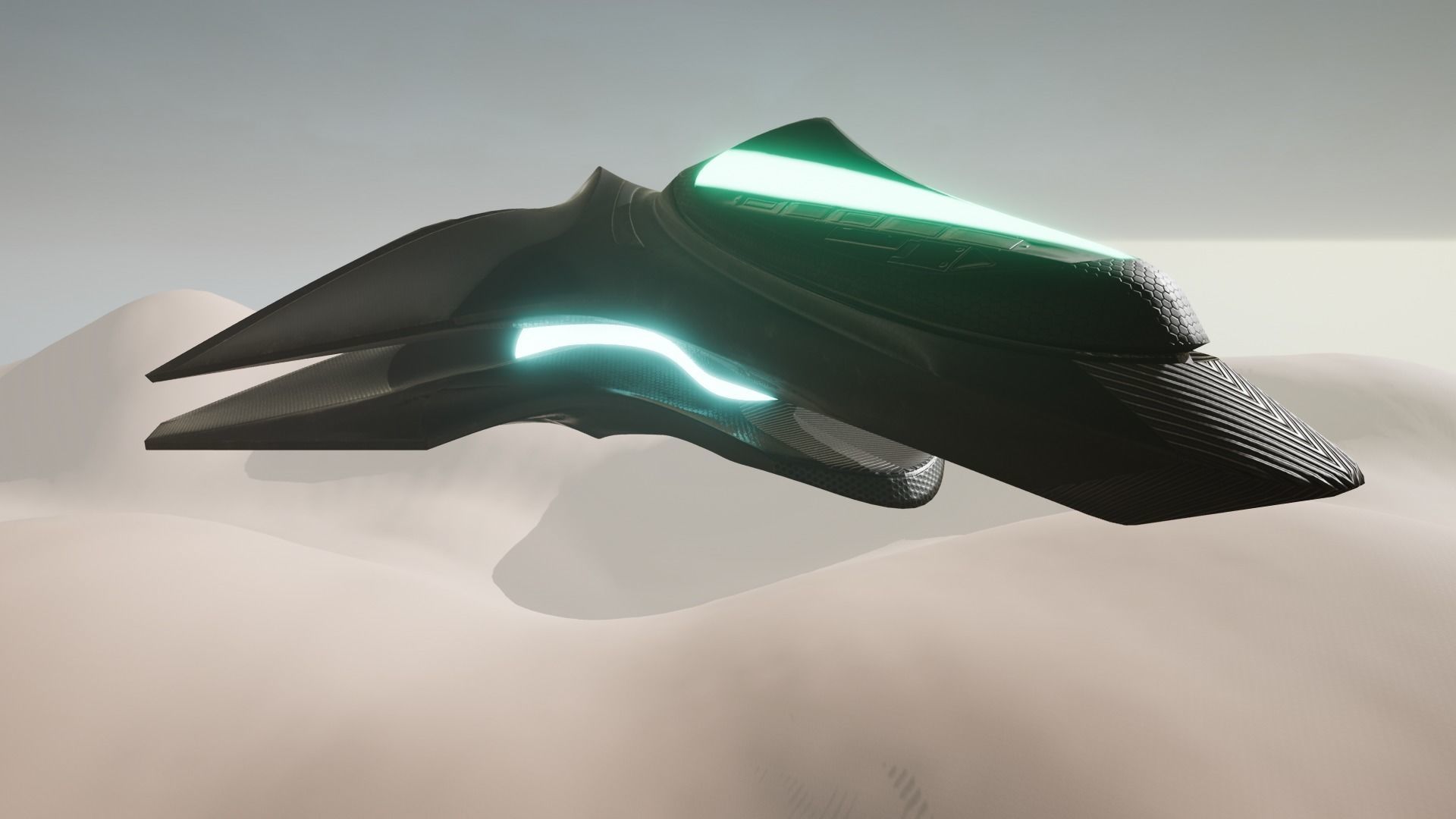 Spacecraft - PBR Game-Ready futuristic jet flying in sky Low-poly 3D model_22