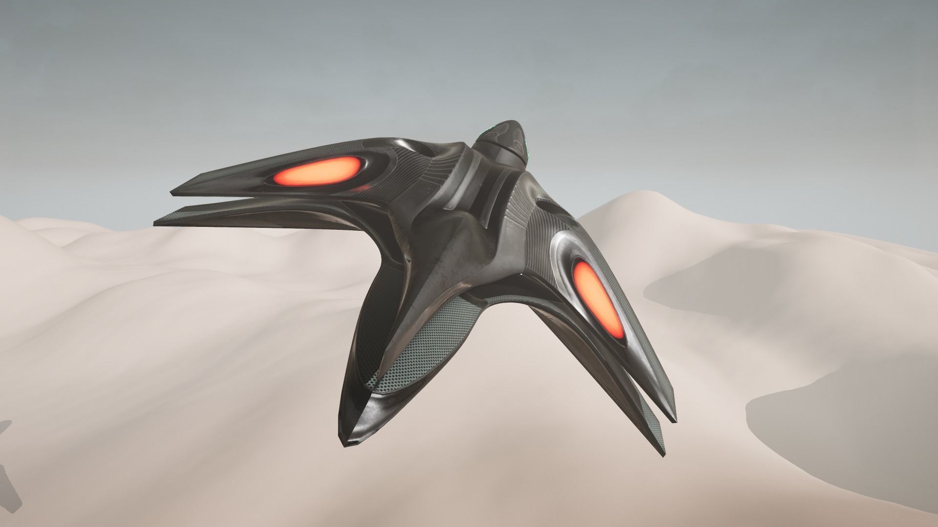Spacecraft - PBR Game-Ready futuristic jet flying in sky Low-poly 3D model_29