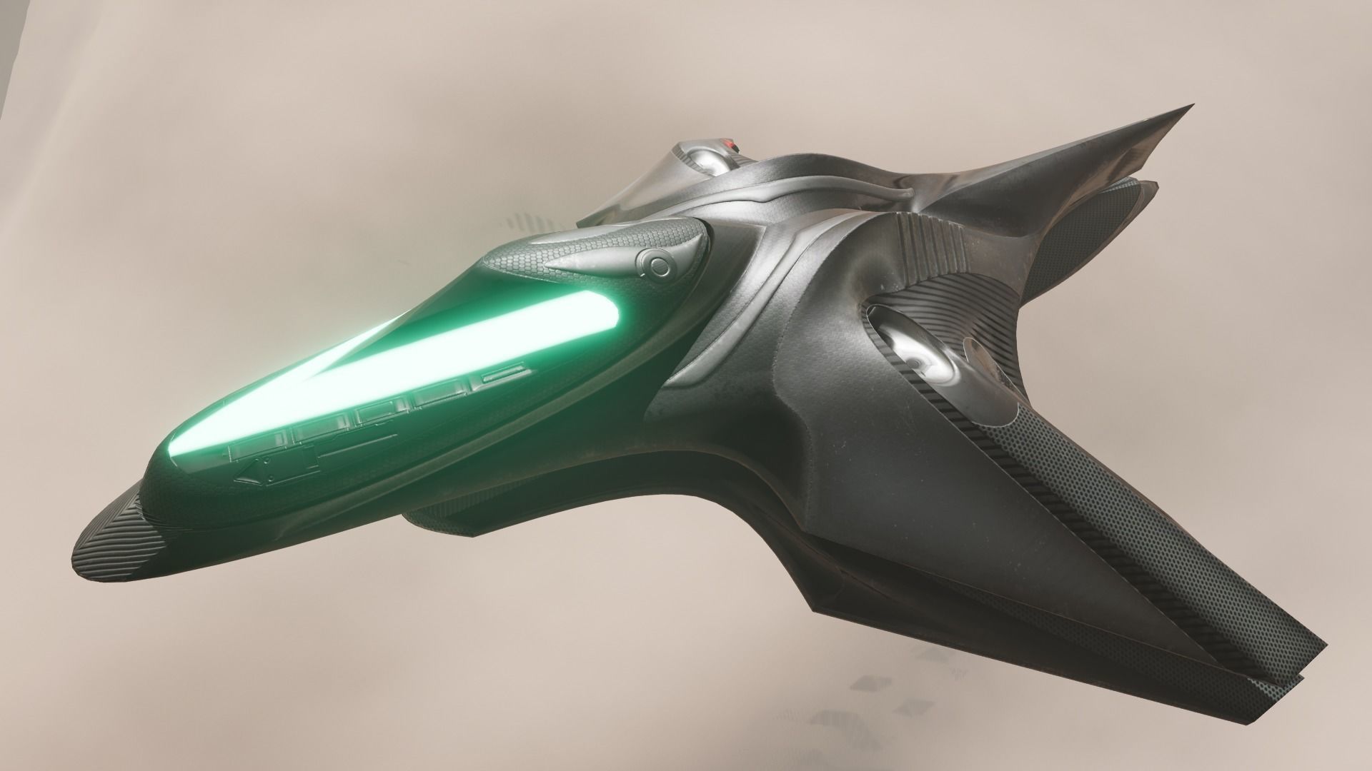 Spacecraft - PBR Game-Ready futuristic jet flying in sky Low-poly 3D model_26