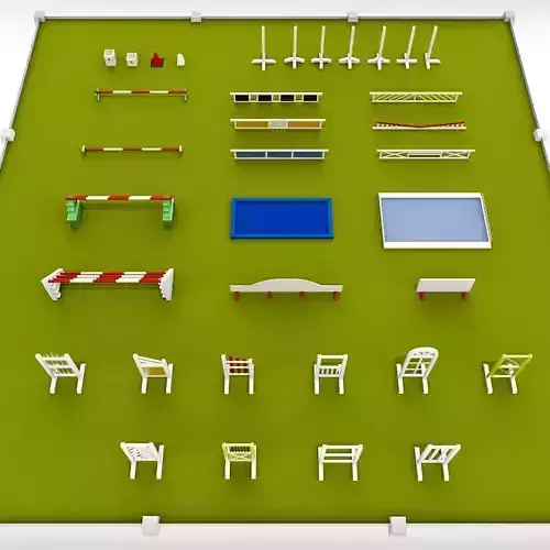 Horse jumping obstacle small pack low poly
