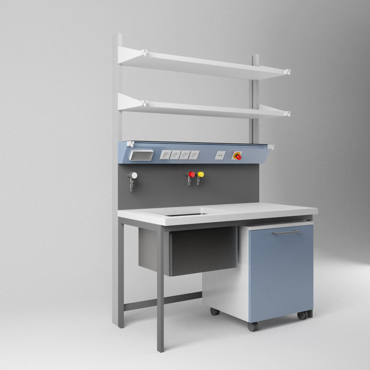 Scientific Laboratory Furniture Set 1 Low-poly 3D model_4