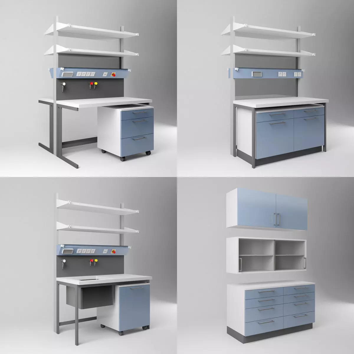 Scientific Laboratory Furniture Set 1 Low-poly 3D model_0