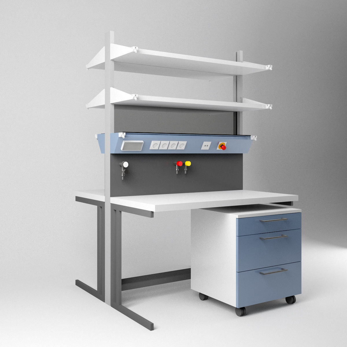 Scientific Laboratory Furniture Set 1 Low-poly 3D model_2