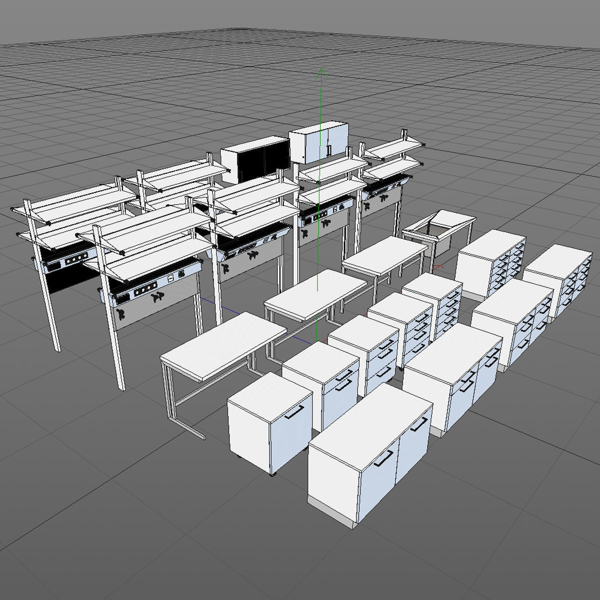 Scientific Laboratory Furniture Set 1 Low-poly 3D model_1