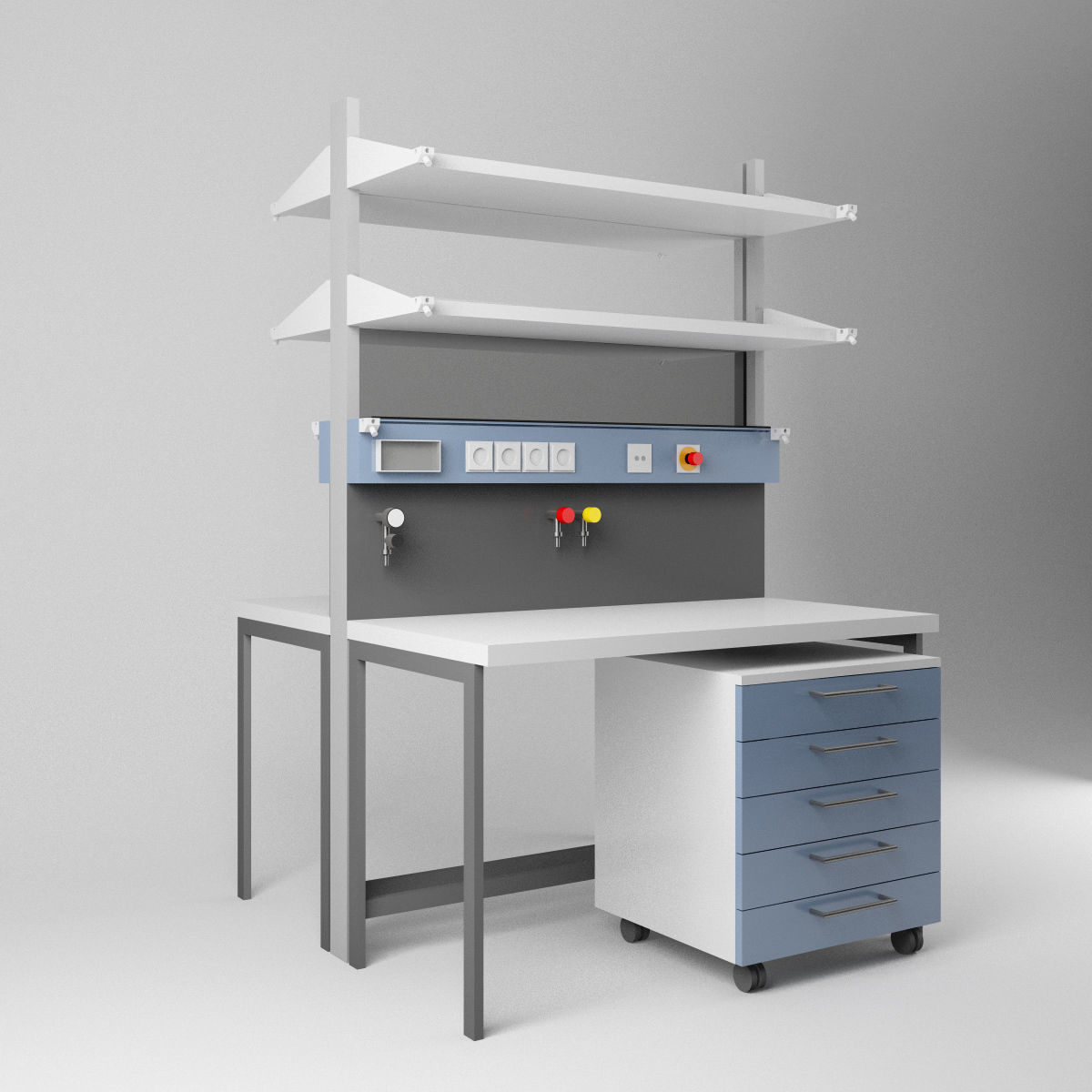 Scientific Laboratory Furniture Set 1 Low-poly 3D model_3