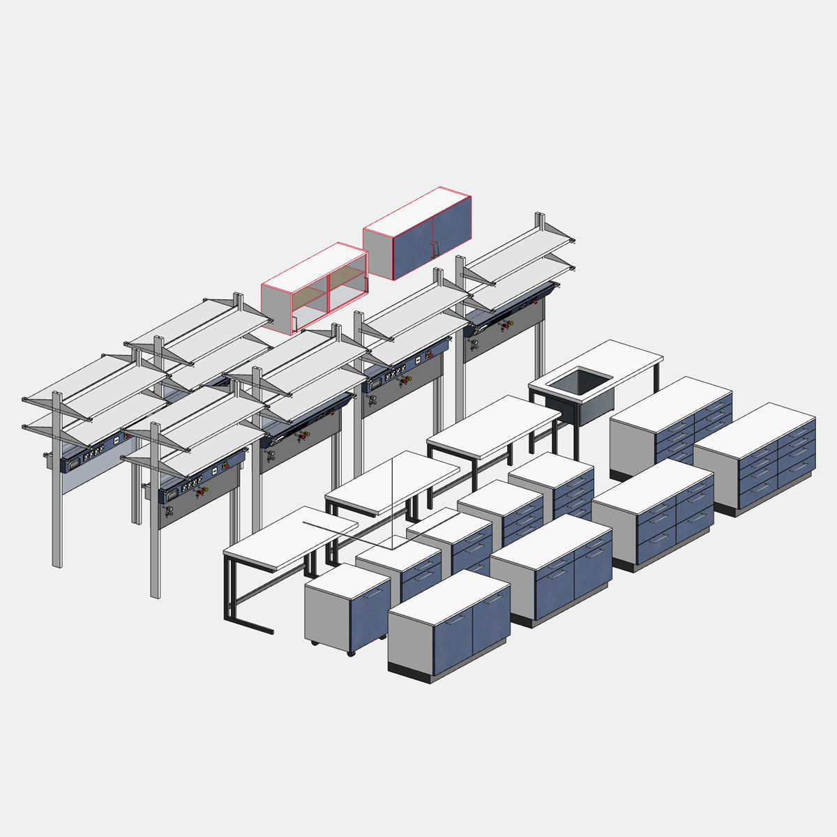 Scientific Laboratory Furniture Set 1 Low-poly 3D model_11
