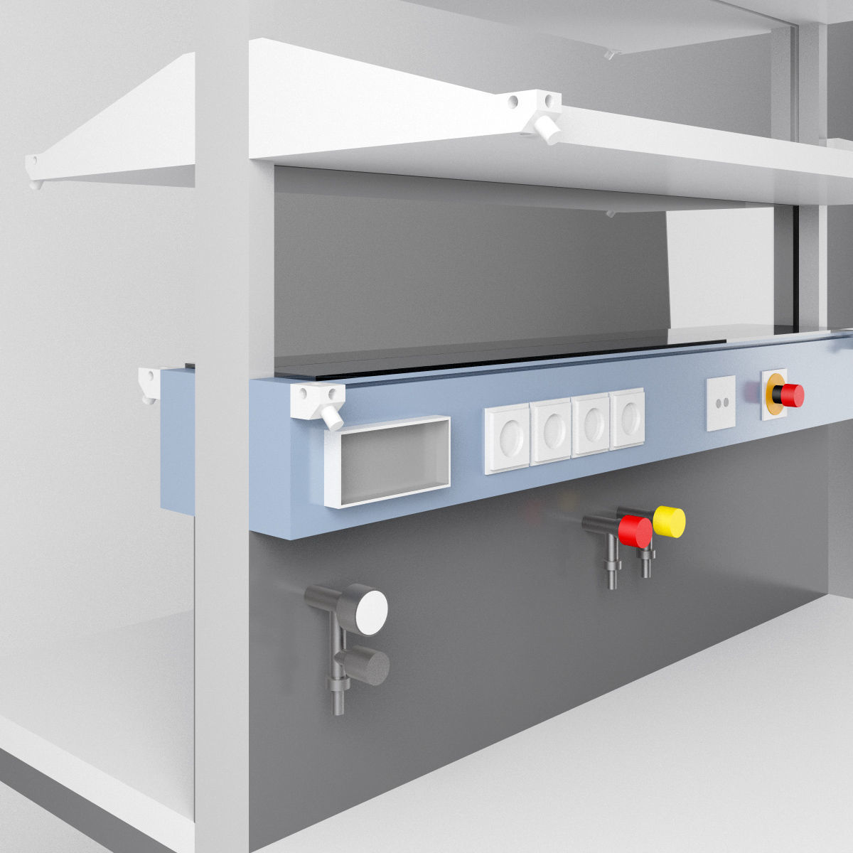 Scientific Laboratory Furniture Set 1 Low-poly 3D model_8