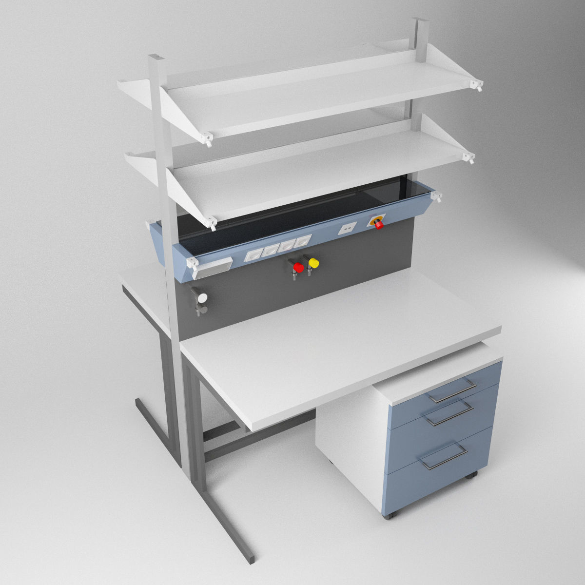 Scientific Laboratory Furniture Set 1 Low-poly 3D model_7