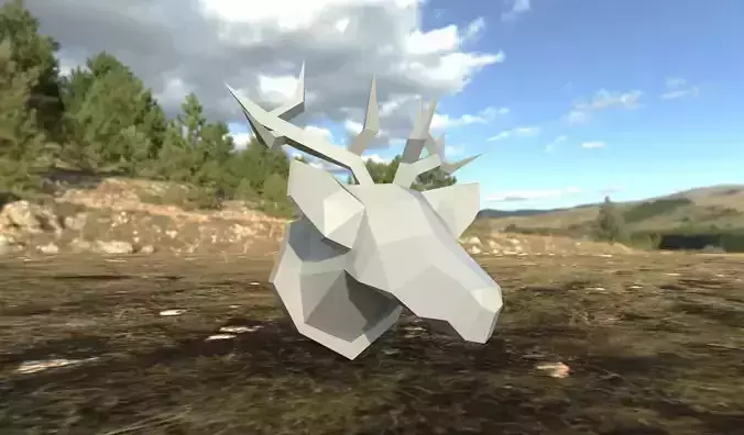 Low Poly Deer plane flying in sky