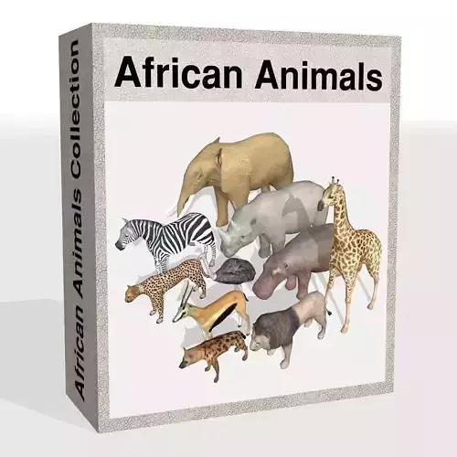 African animals Low-poly 3D model