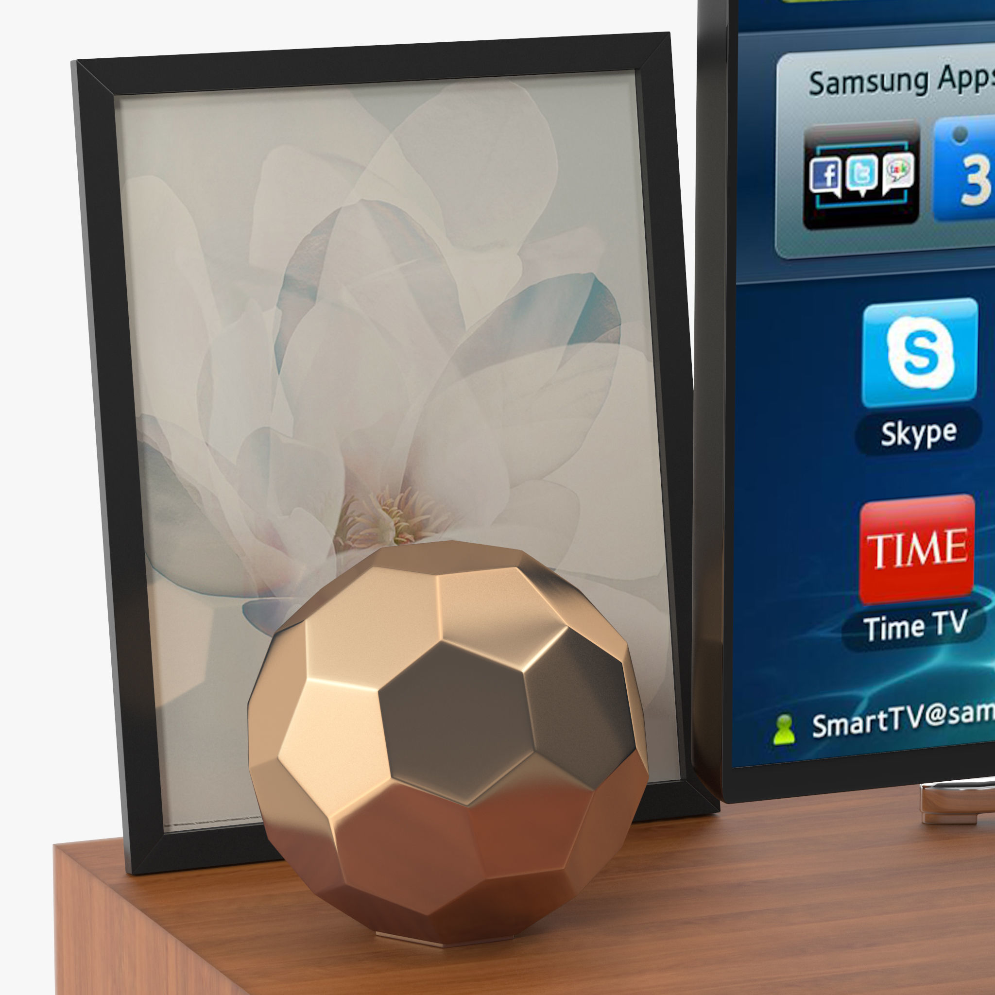 Mid-Century Media Console 57 Low-poly 3D model_7