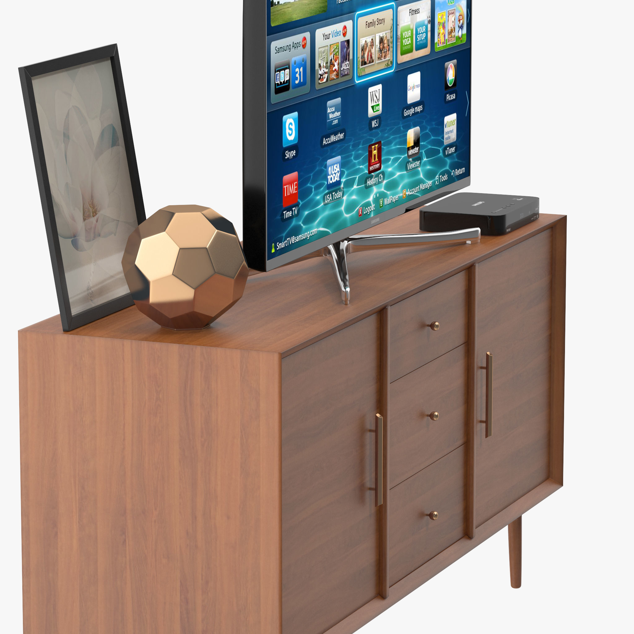 Mid-Century Media Console 57 Low-poly 3D model_5