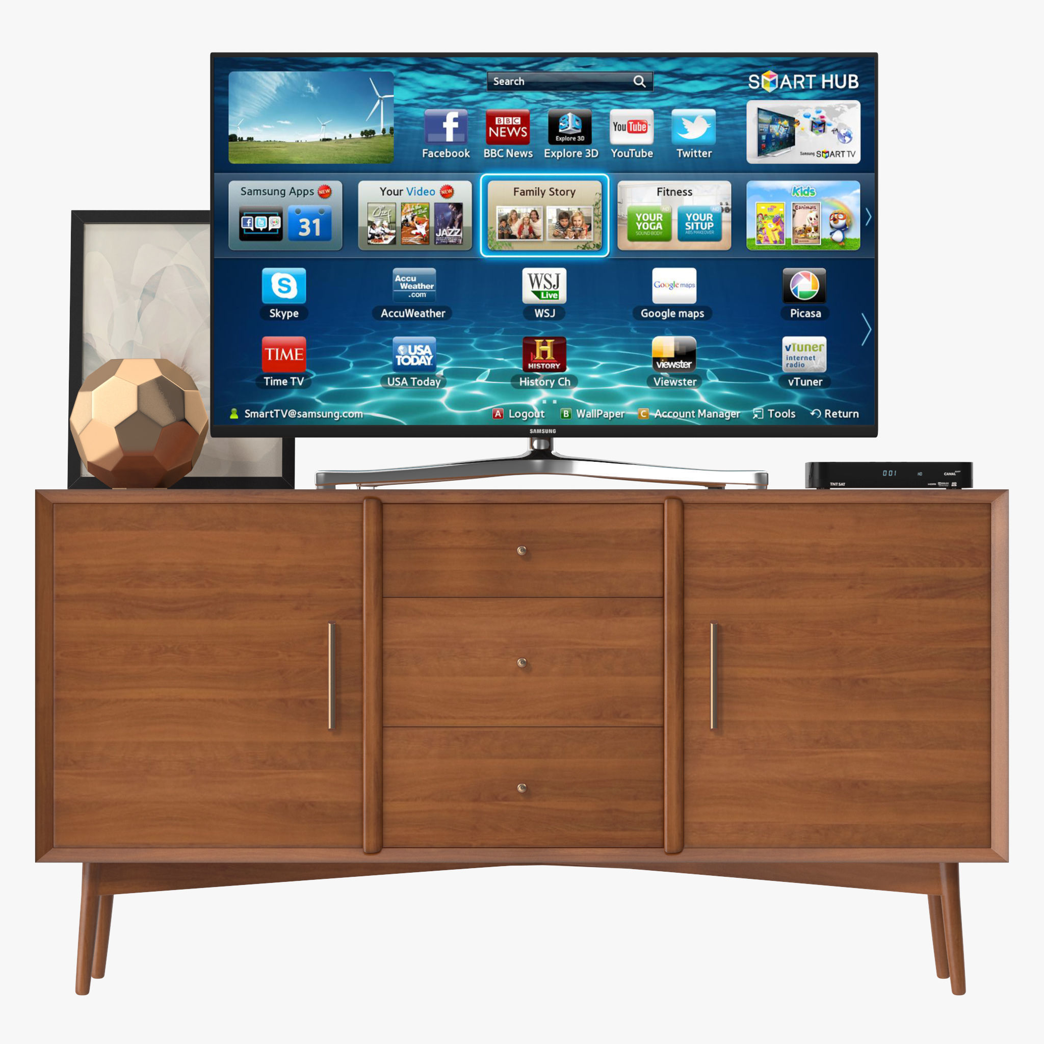 Mid-Century Media Console 57 Low-poly 3D model_6