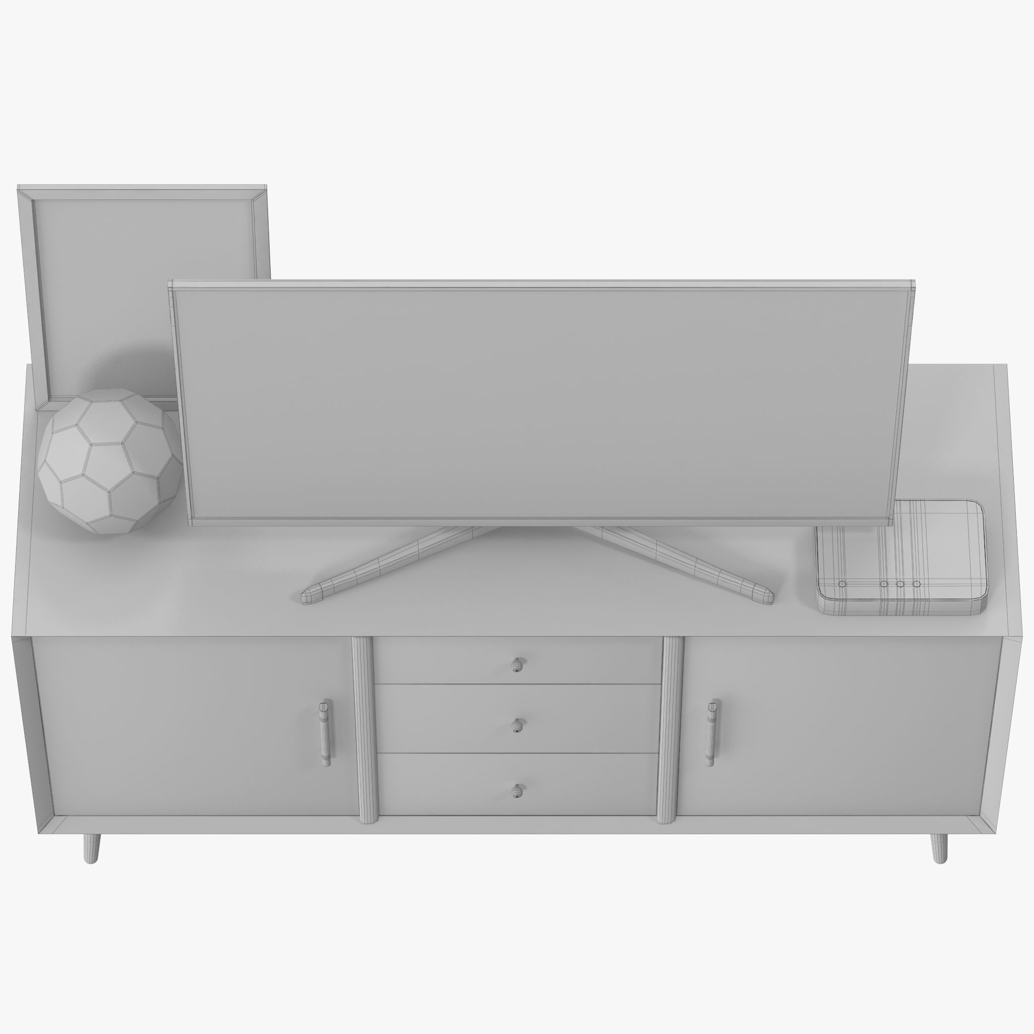 Mid-Century Media Console 57 Low-poly 3D model_11