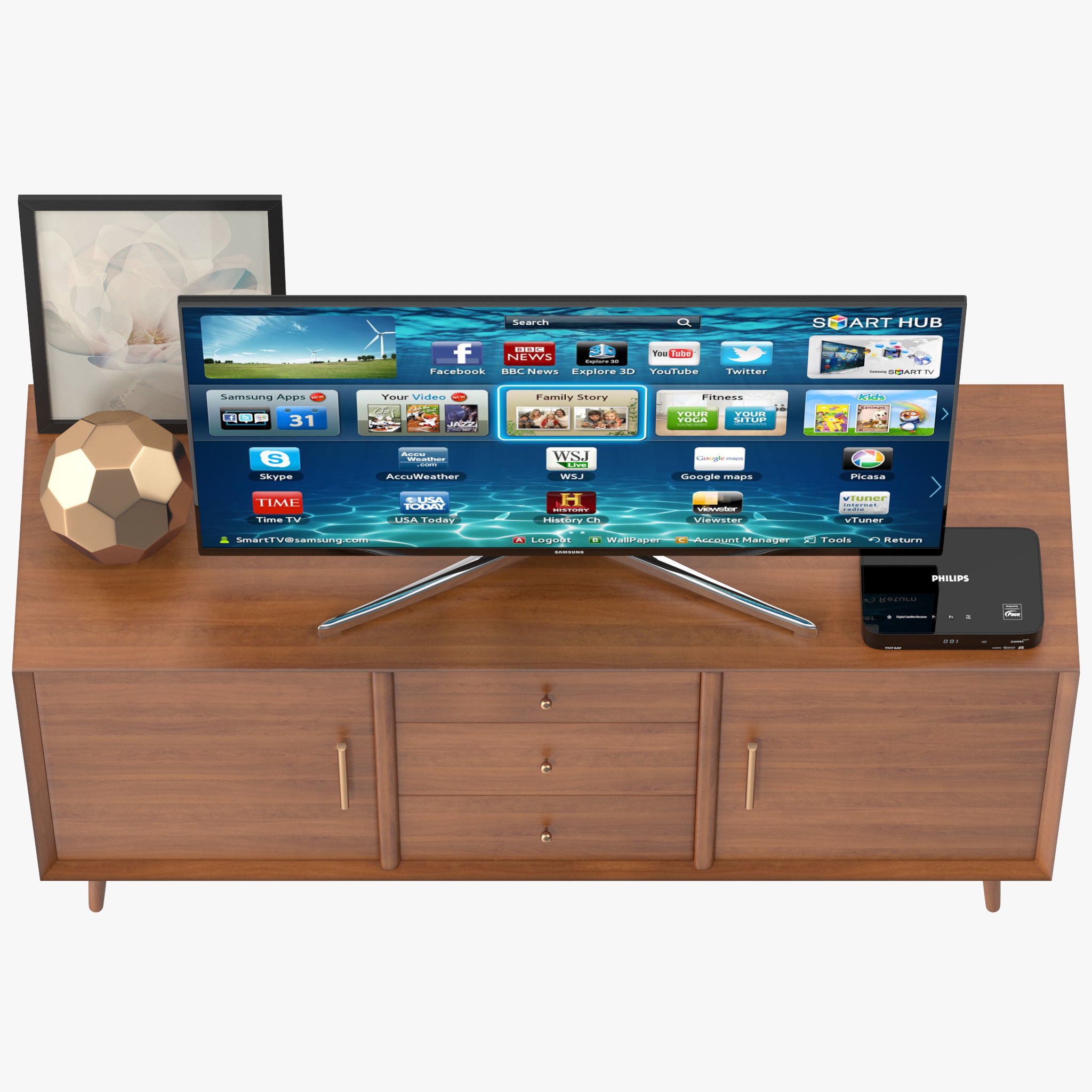 Mid-Century Media Console 57 Low-poly 3D model_8