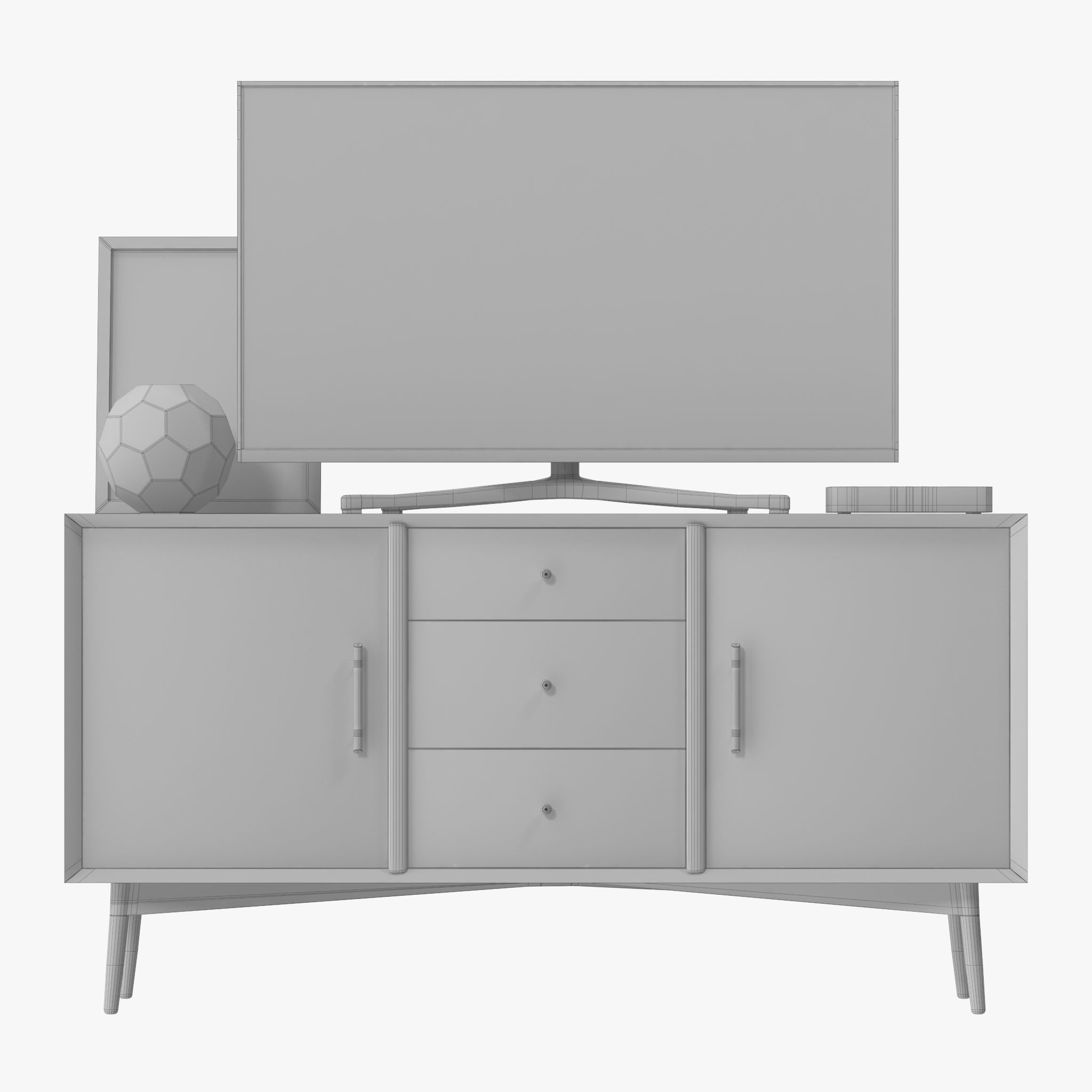 Mid-Century Media Console 57 Low-poly 3D model_12