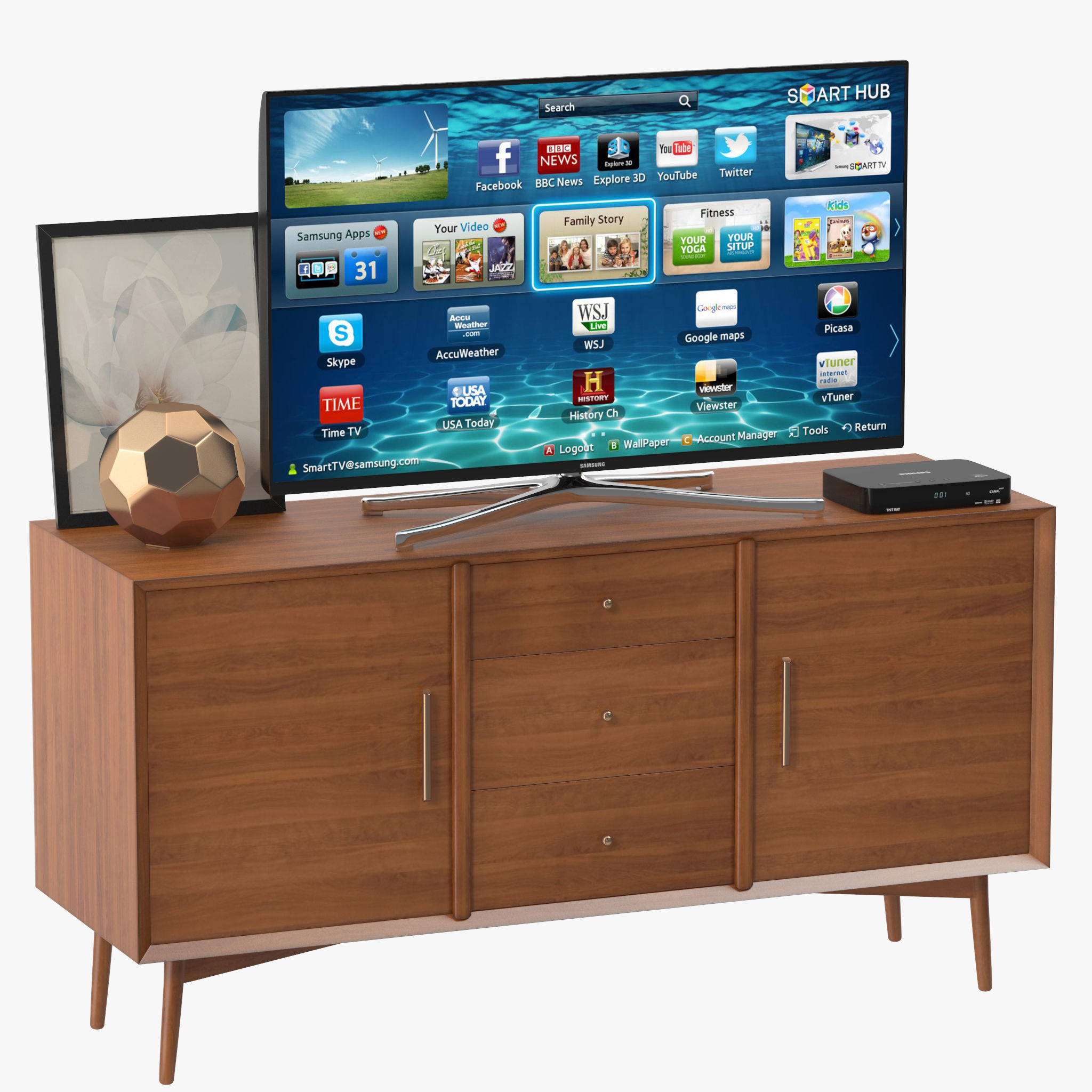 Mid-Century Media Console 57 Low-poly 3D model_4