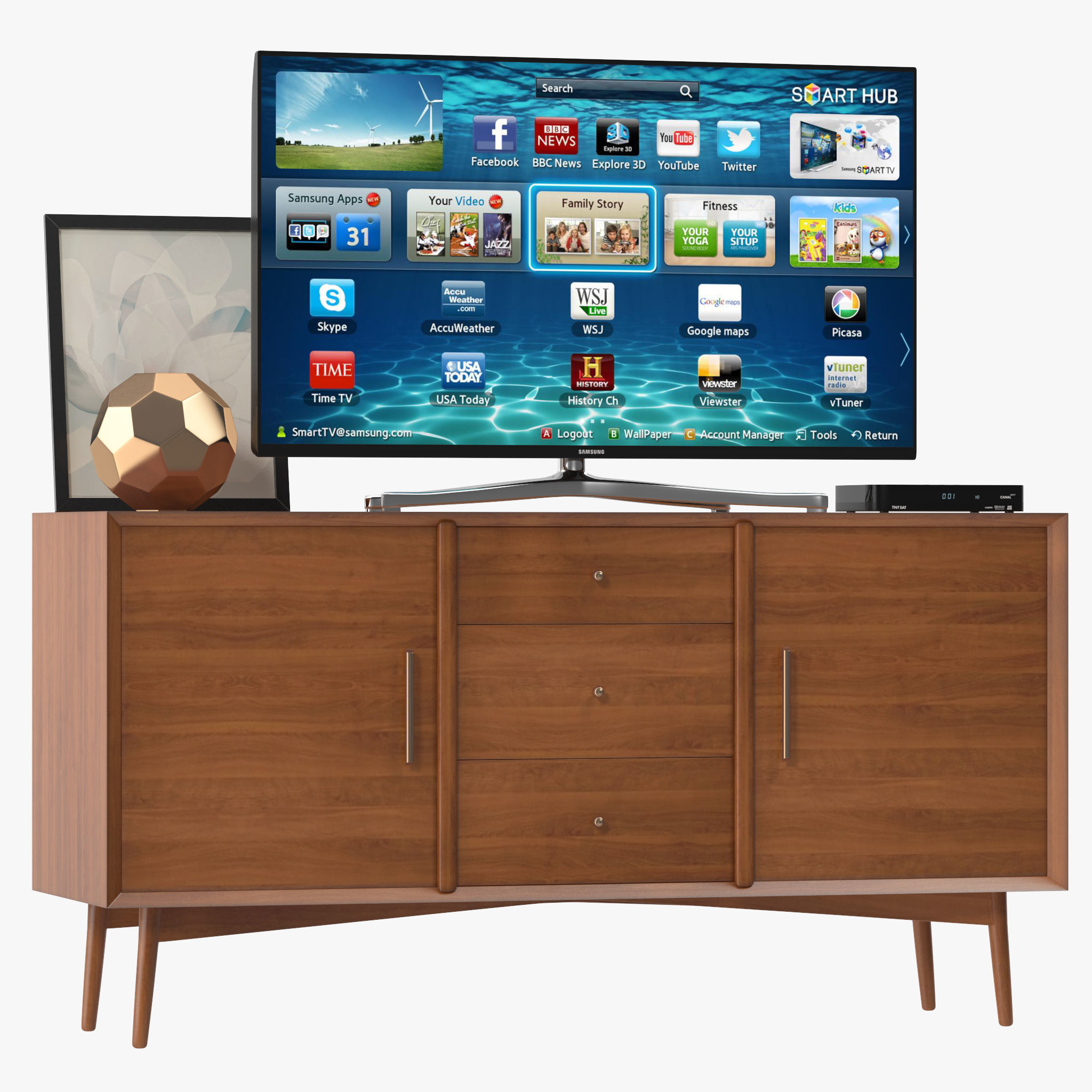 Mid-Century Media Console 57 Low-poly 3D model_1