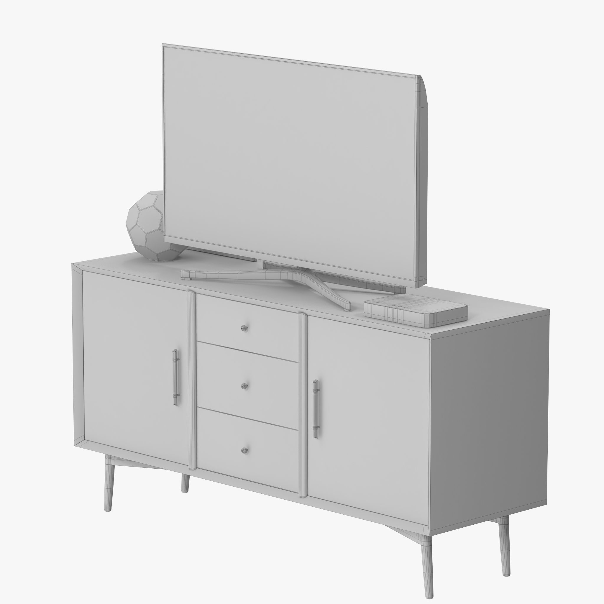 Mid-Century Media Console 57 Low-poly 3D model_10