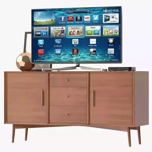 Mid-Century Media Console 57 Low-poly 3D model