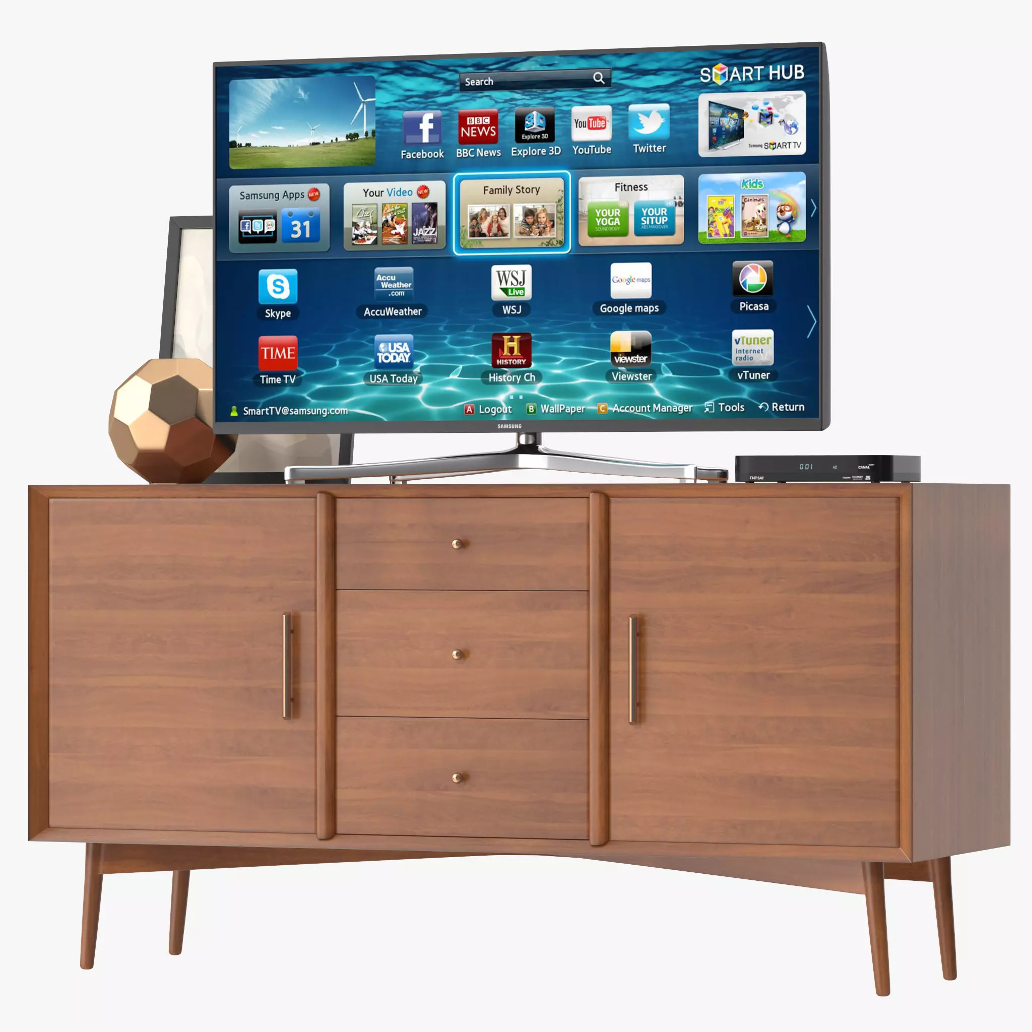 Mid-Century Media Console 57 Low-poly 3D model_0