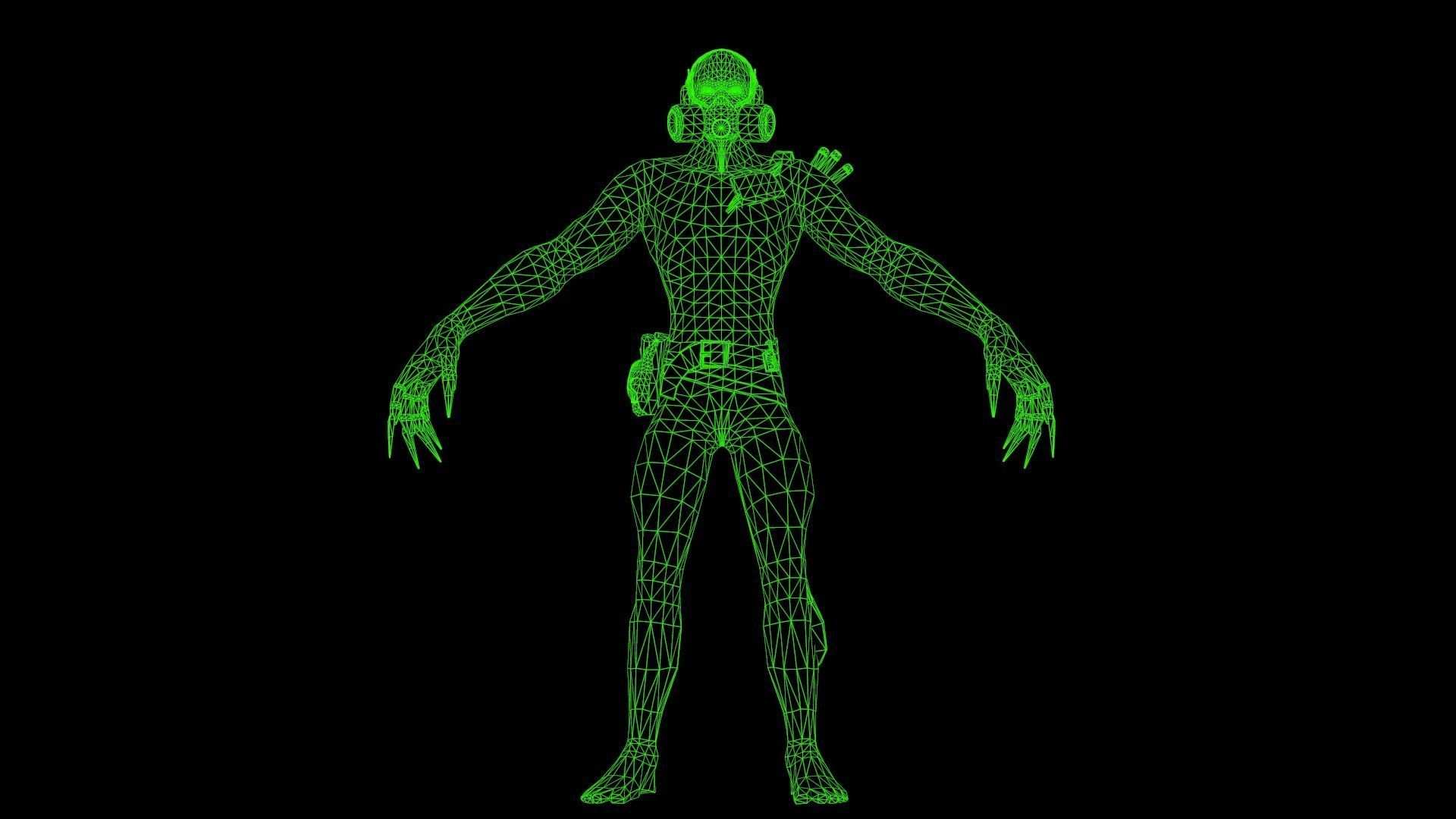 Mutant1 zombie Low-poly 3D model_11