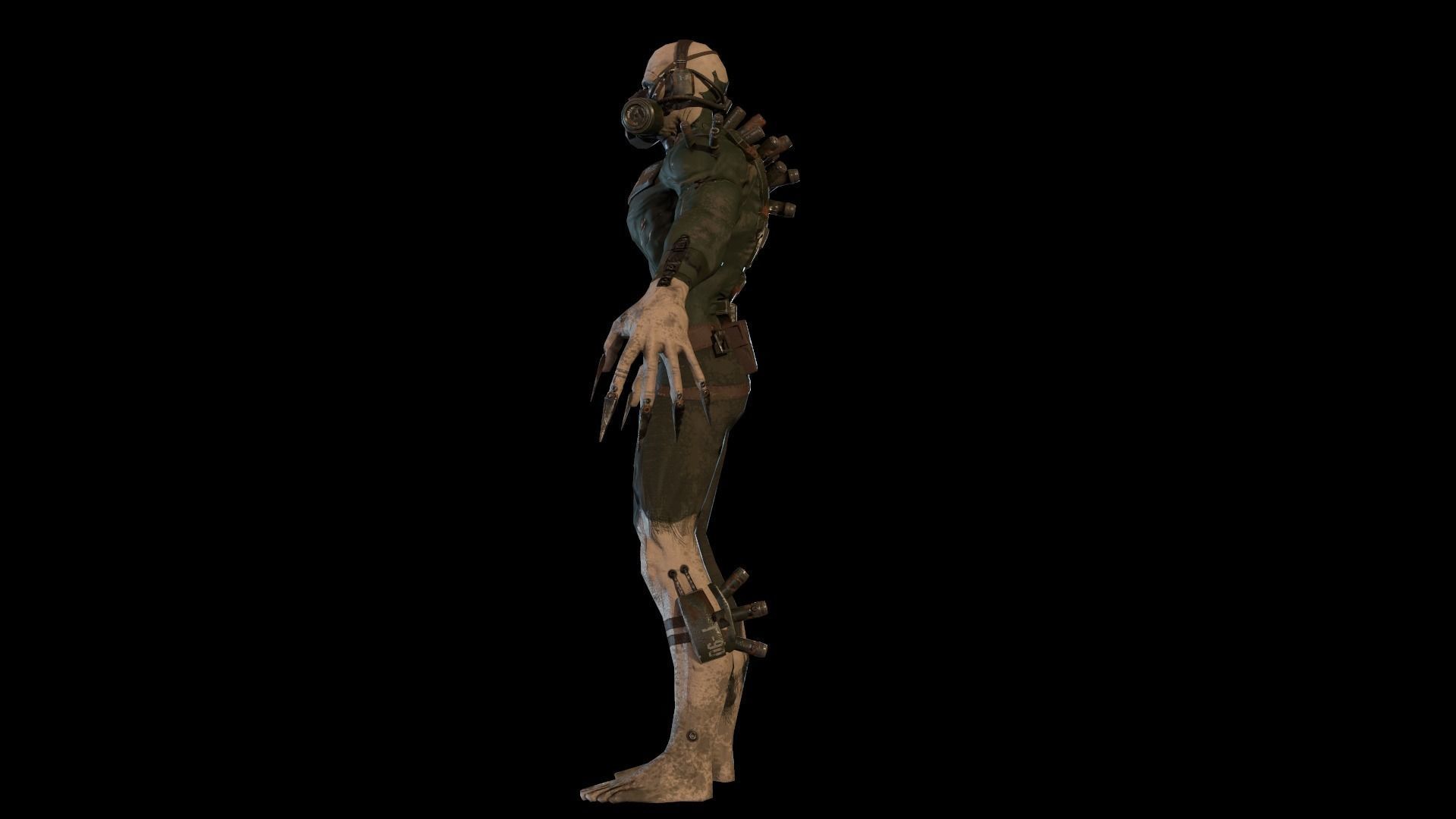 Mutant1 zombie Low-poly 3D model_8