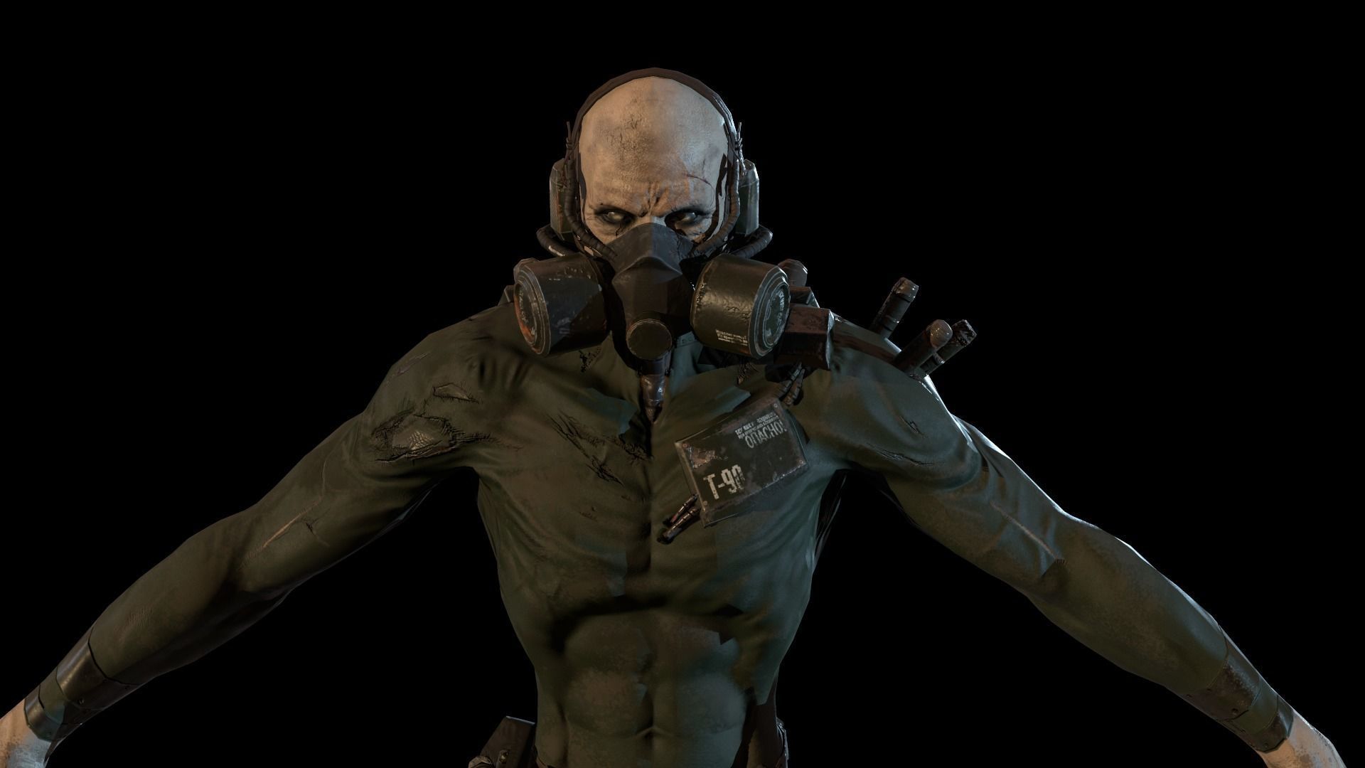 Mutant1 zombie Low-poly 3D model_4
