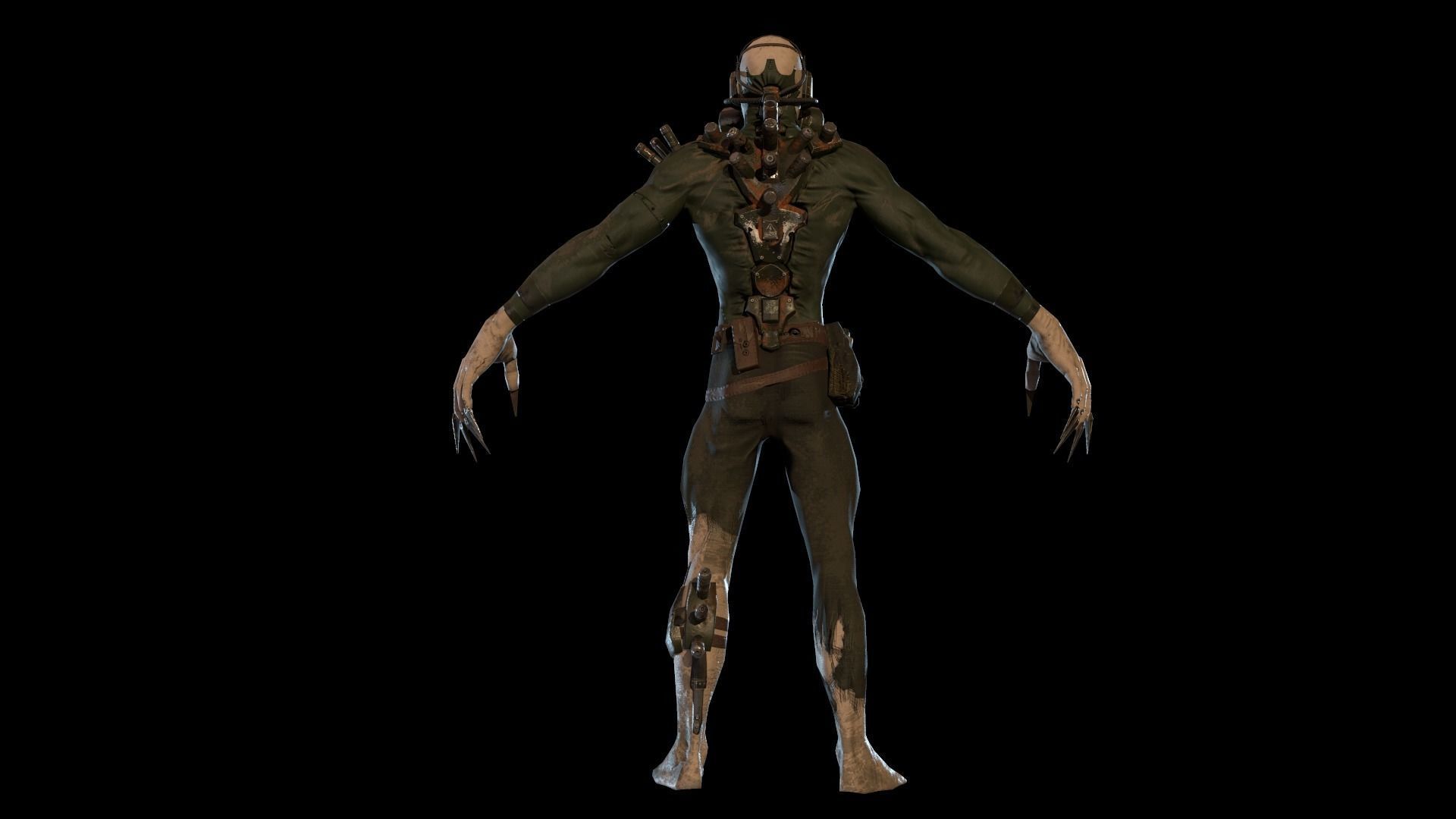 Mutant1 zombie Low-poly 3D model_9