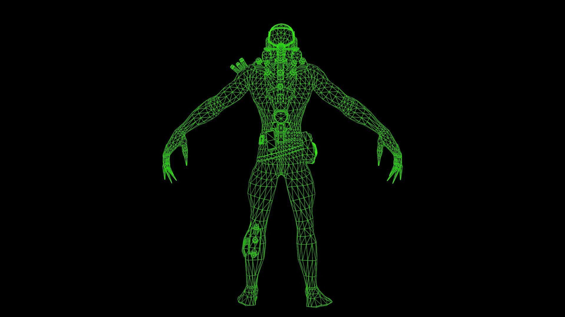 Mutant1 zombie Low-poly 3D model_12