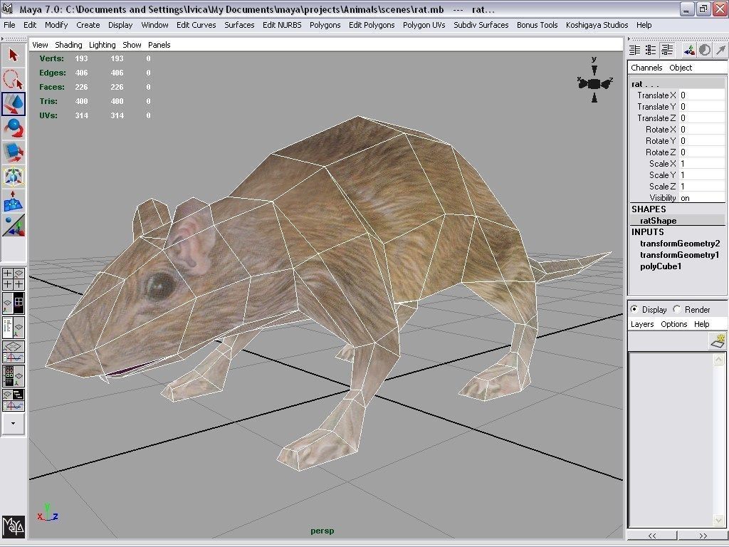 rat animal Low-poly 3D model_4