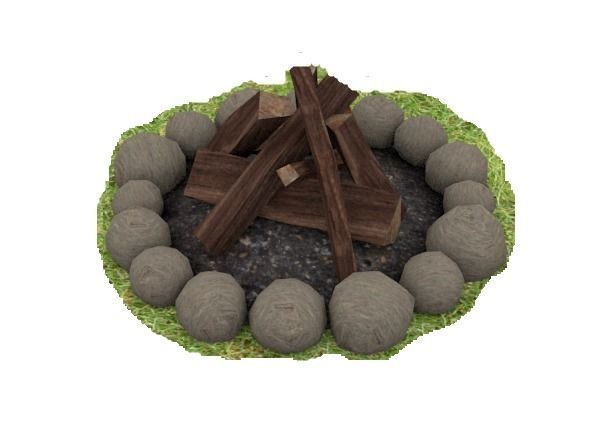 Campfire how to build fire pit Free low-poly 3D model