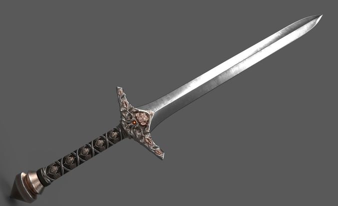 Elvish Blade - Silver - One Handed Sword Low-poly 3D model
