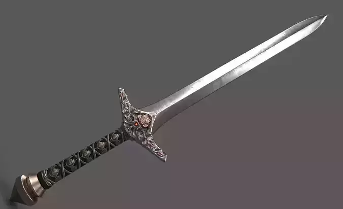 Elvish Blade - Silver - One Handed Sword Low-poly 3D model