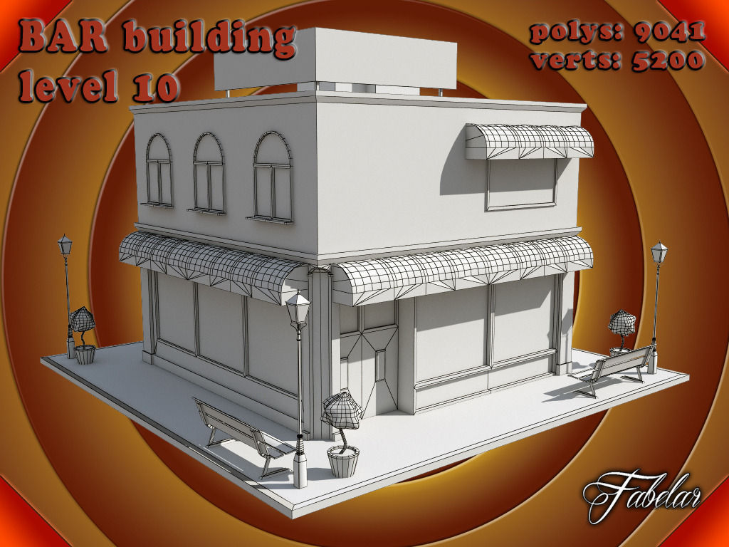 BAR level Low-poly 3D model_4