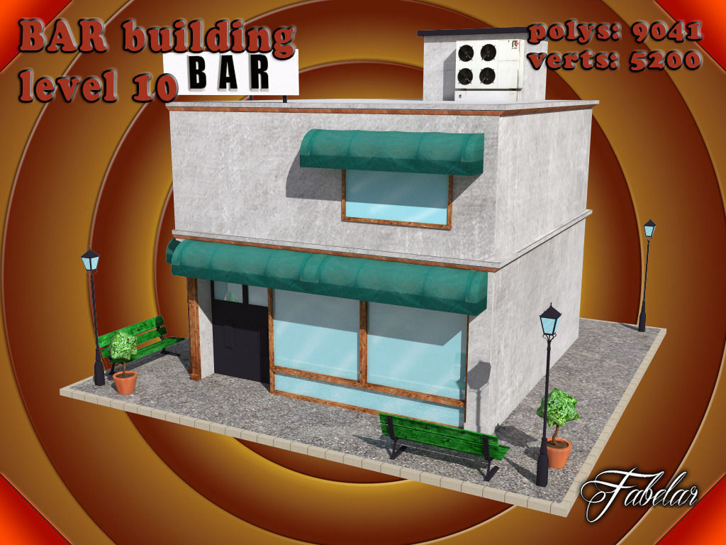 BAR level Low-poly 3D model_2